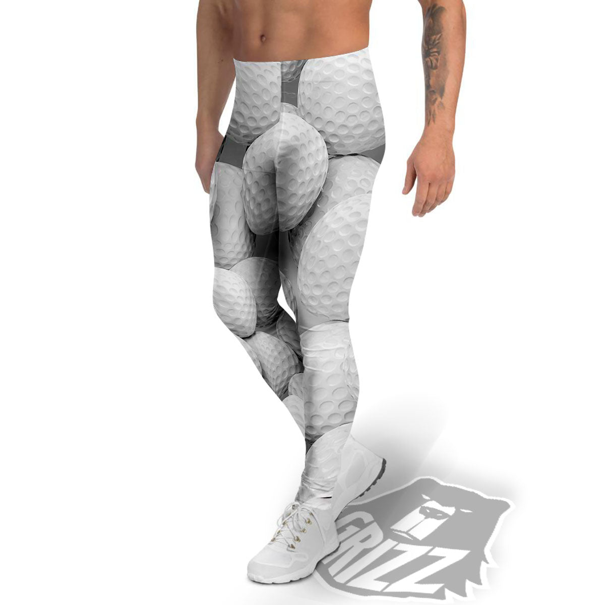 3D Golf Ball Print Men's Leggings-grizzshop