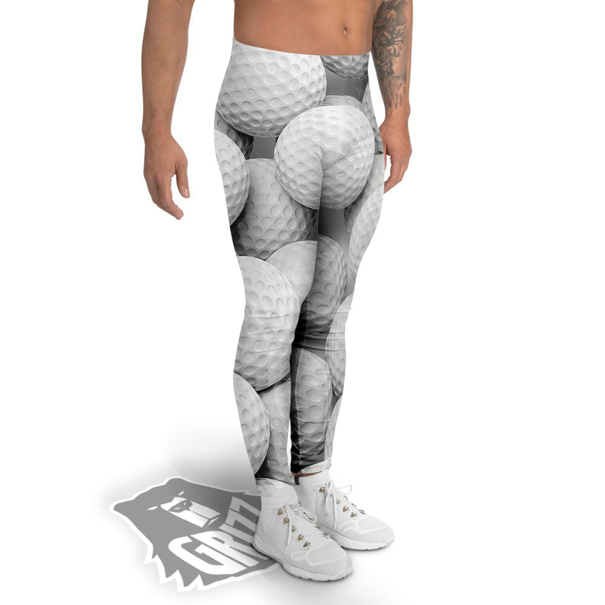 3D Golf Ball Print Men's Leggings-grizzshop