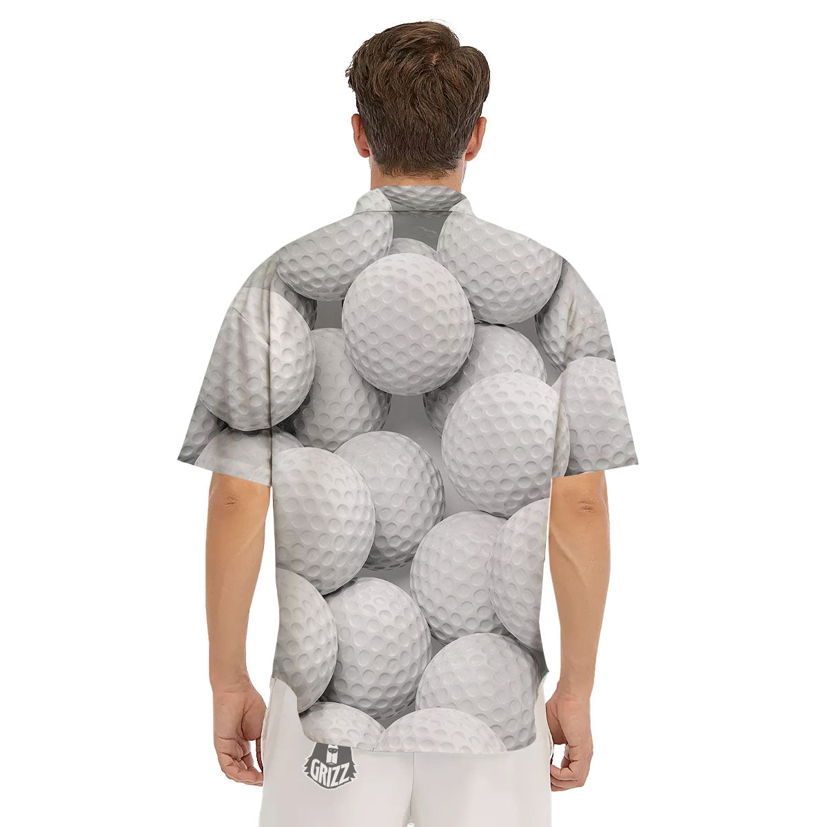 3D Golf Ball Print Men's Short Sleeve Shirts-grizzshop