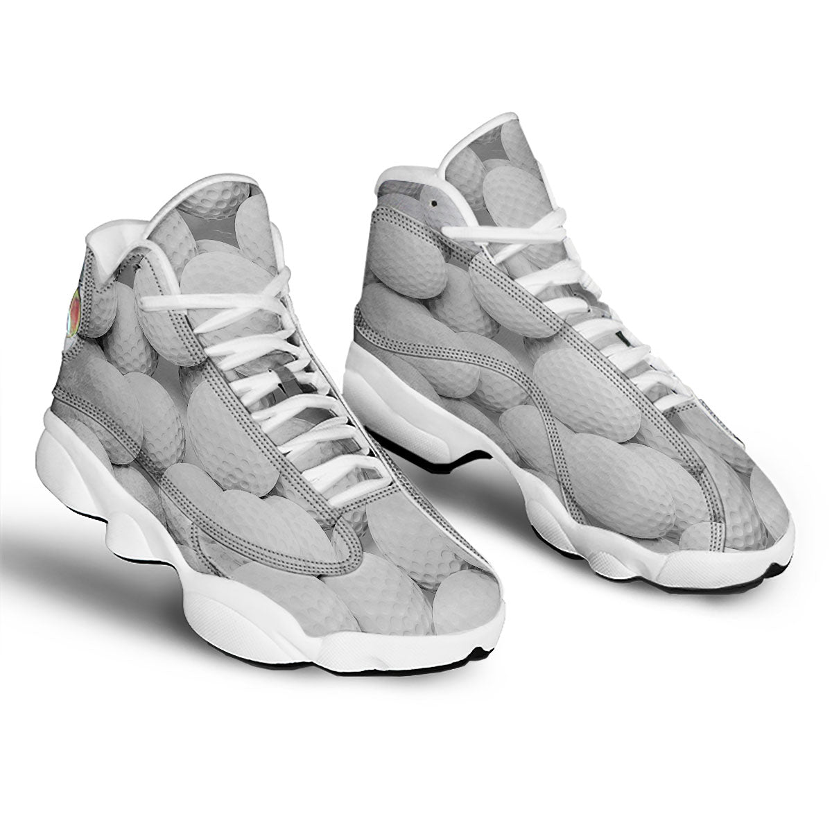 3D Golf Ball Print White Basketball Shoes-grizzshop