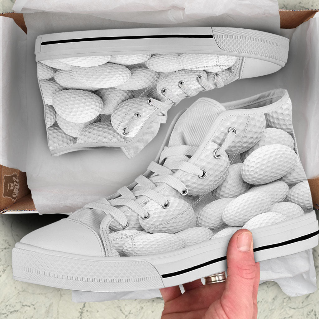 3D Golf Ball Print White High Top Shoes-grizzshop