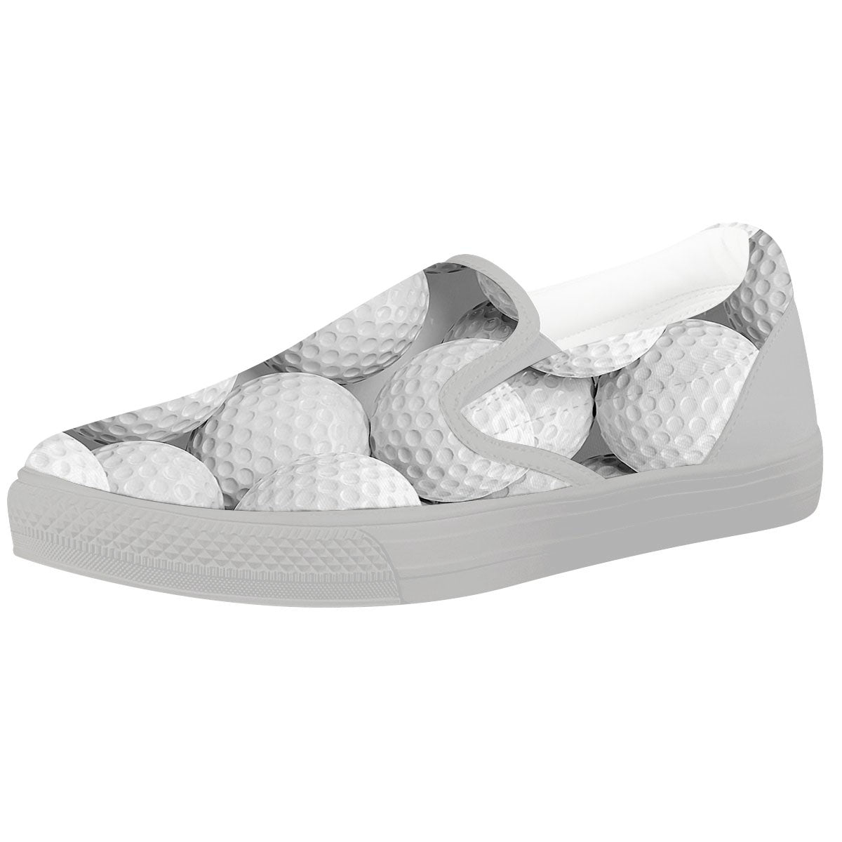 3D Golf Ball Print White Slip On Shoes-grizzshop