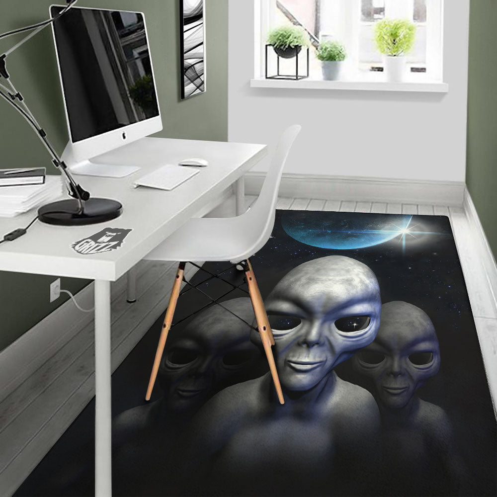 3D Grey Alien Print Floor Mat-grizzshop