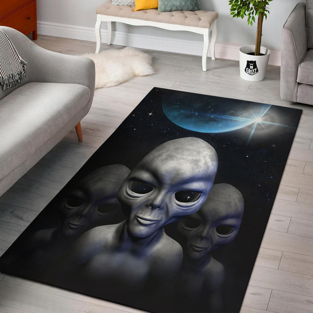 3D Grey Alien Print Floor Mat-grizzshop