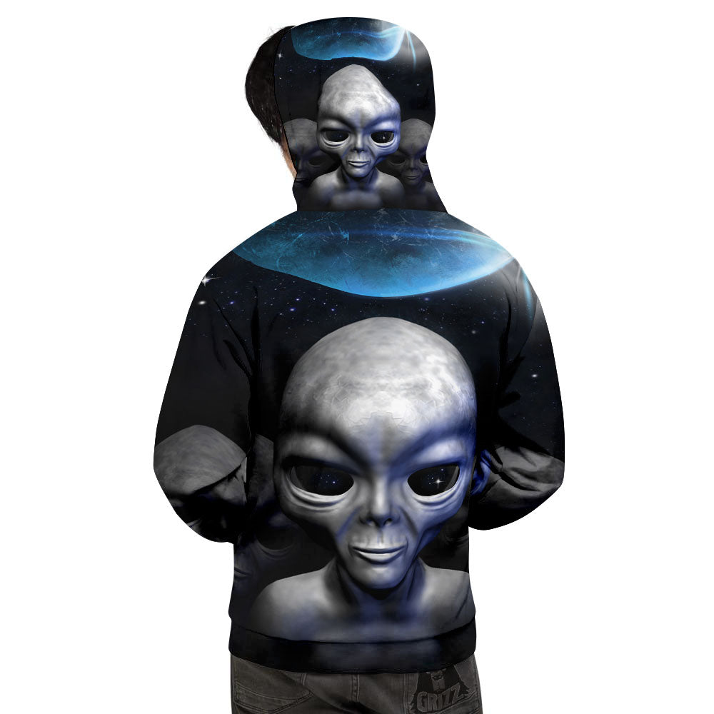 3D Grey Alien Print Men's Hoodie-grizzshop