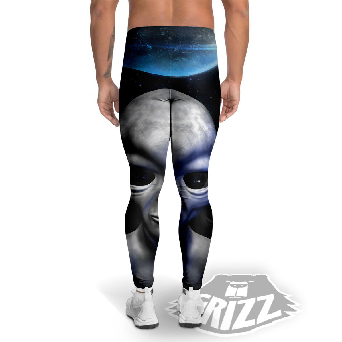 3D Grey Alien Print Men's Leggings-grizzshop
