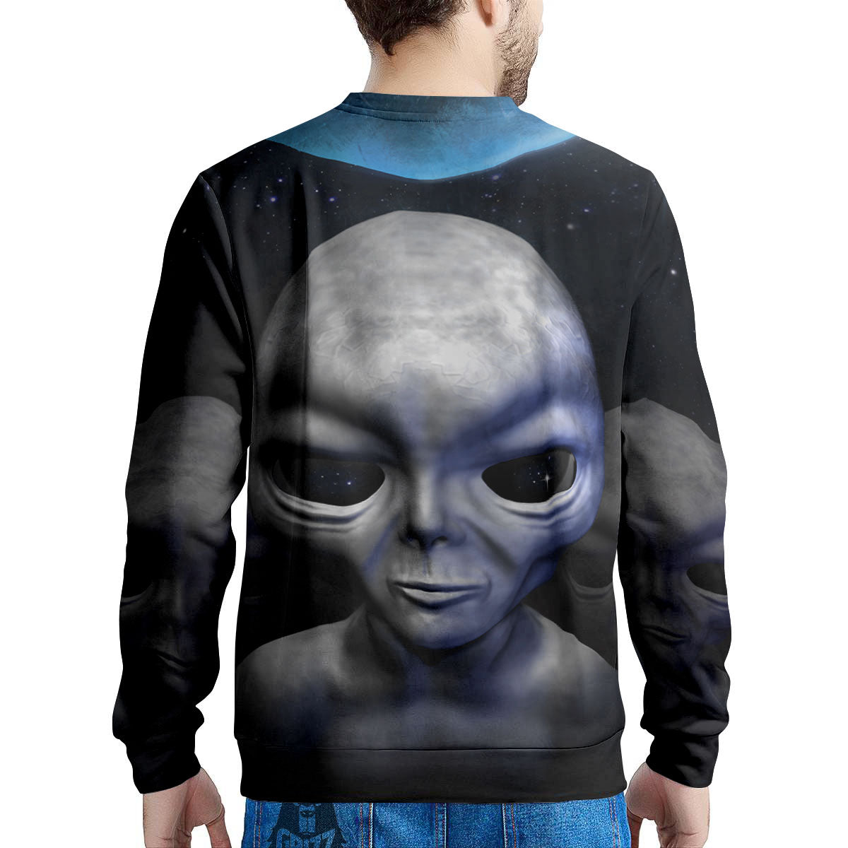 3D Grey Alien Print Men's Sweatshirt-grizzshop