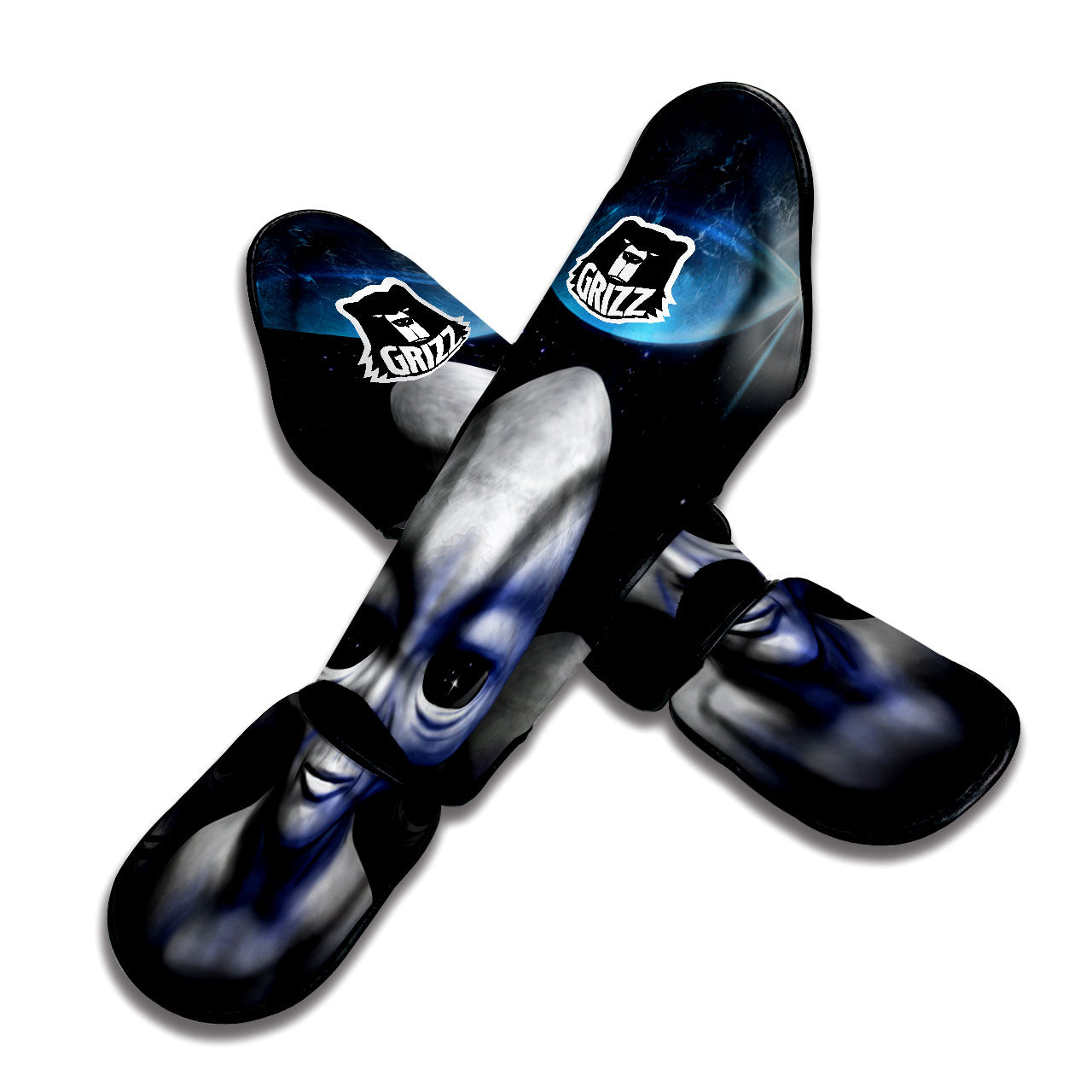 3D Grey Alien Print Muay Thai Shin Guards-grizzshop
