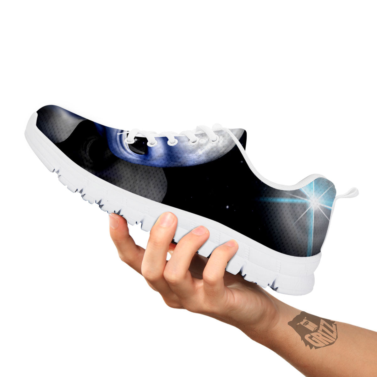 3D Grey Alien Print White Sneaker-grizzshop