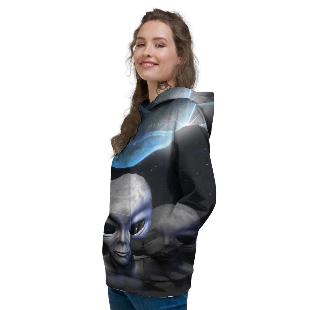 3D Grey Alien Print Women's Hoodie-grizzshop