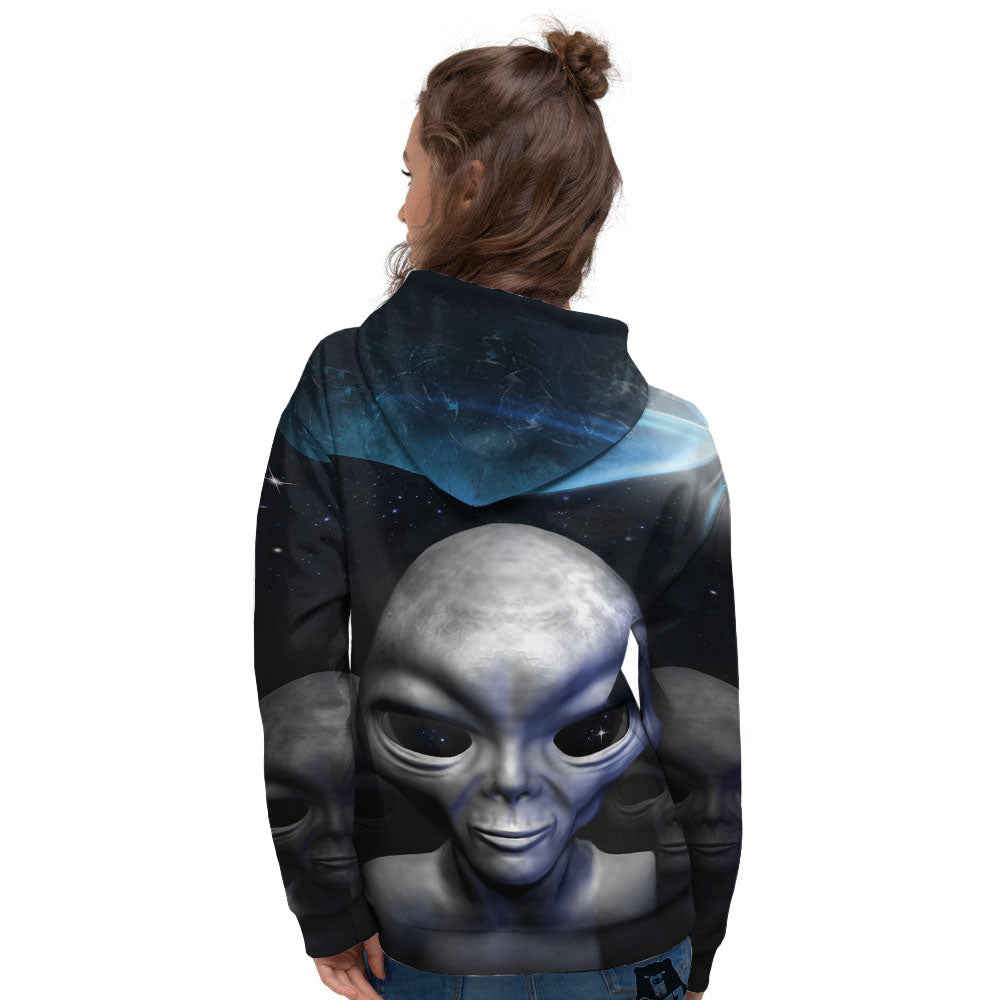 3D Grey Alien Print Women's Hoodie-grizzshop