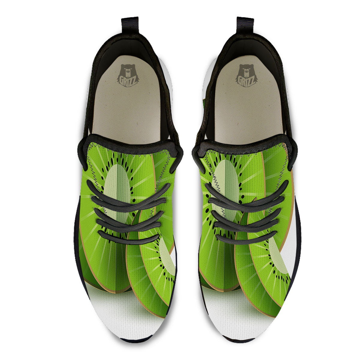 3D Kiwi Print Black Athletic Shoes-grizzshop