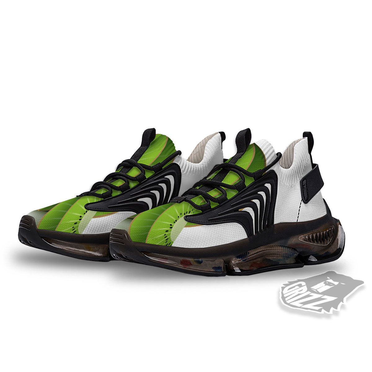 3D Kiwi Print Black Gym Shoes-grizzshop