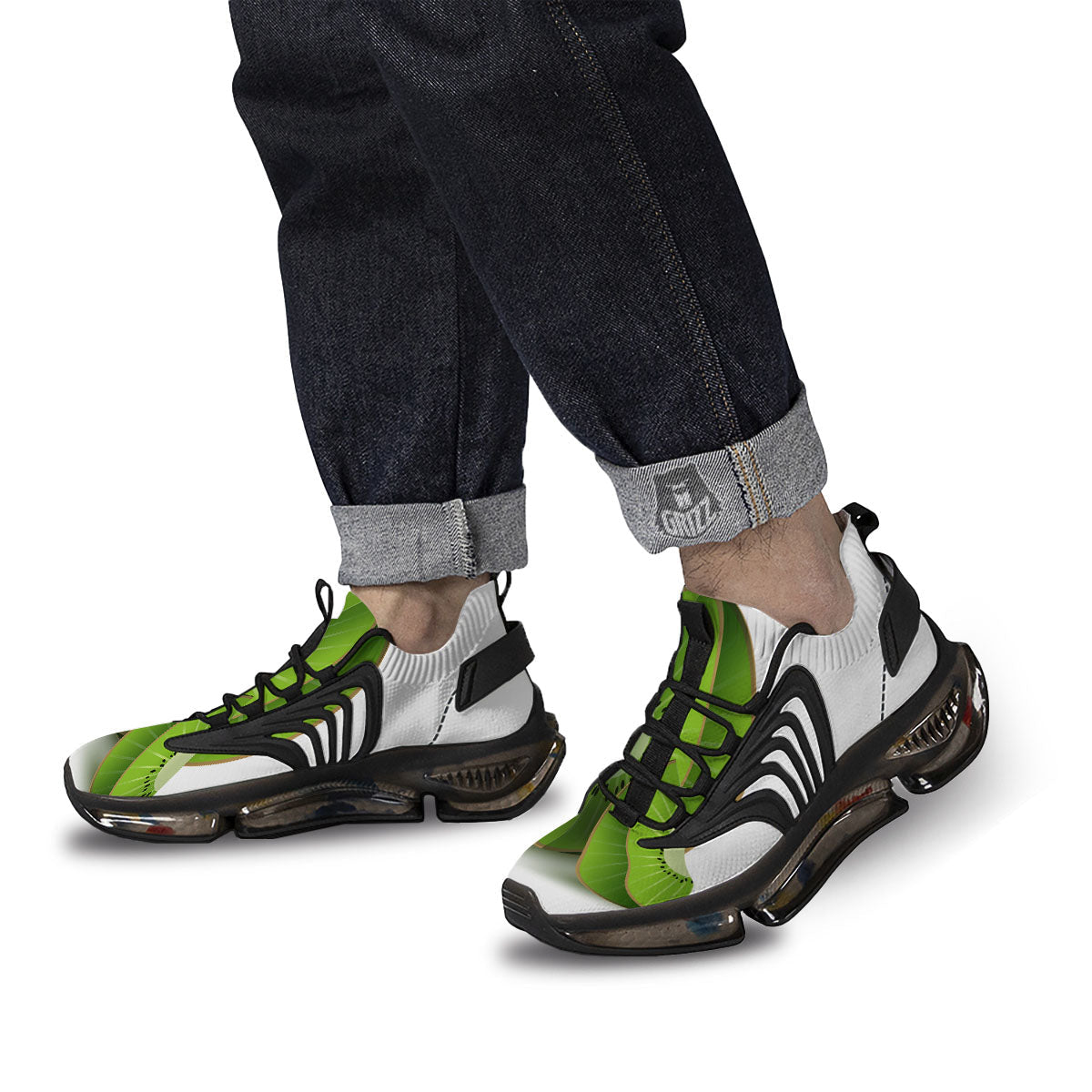3D Kiwi Print Black Gym Shoes-grizzshop