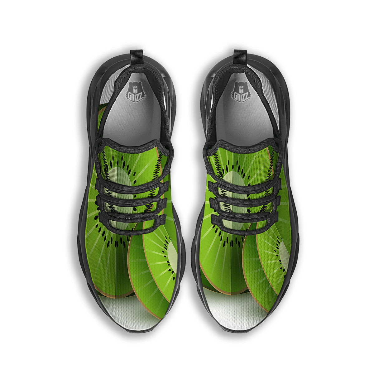 3D Kiwi Print Black Running Shoes-grizzshop