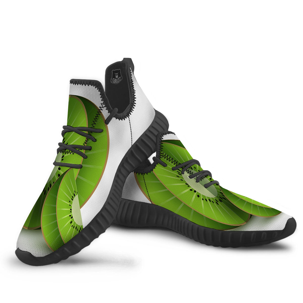 3D Kiwi Print Black Walking Shoes-grizzshop