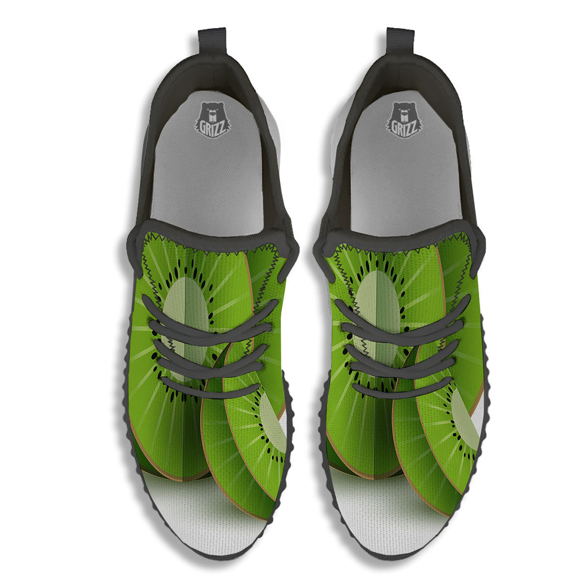 3D Kiwi Print Black Walking Shoes-grizzshop