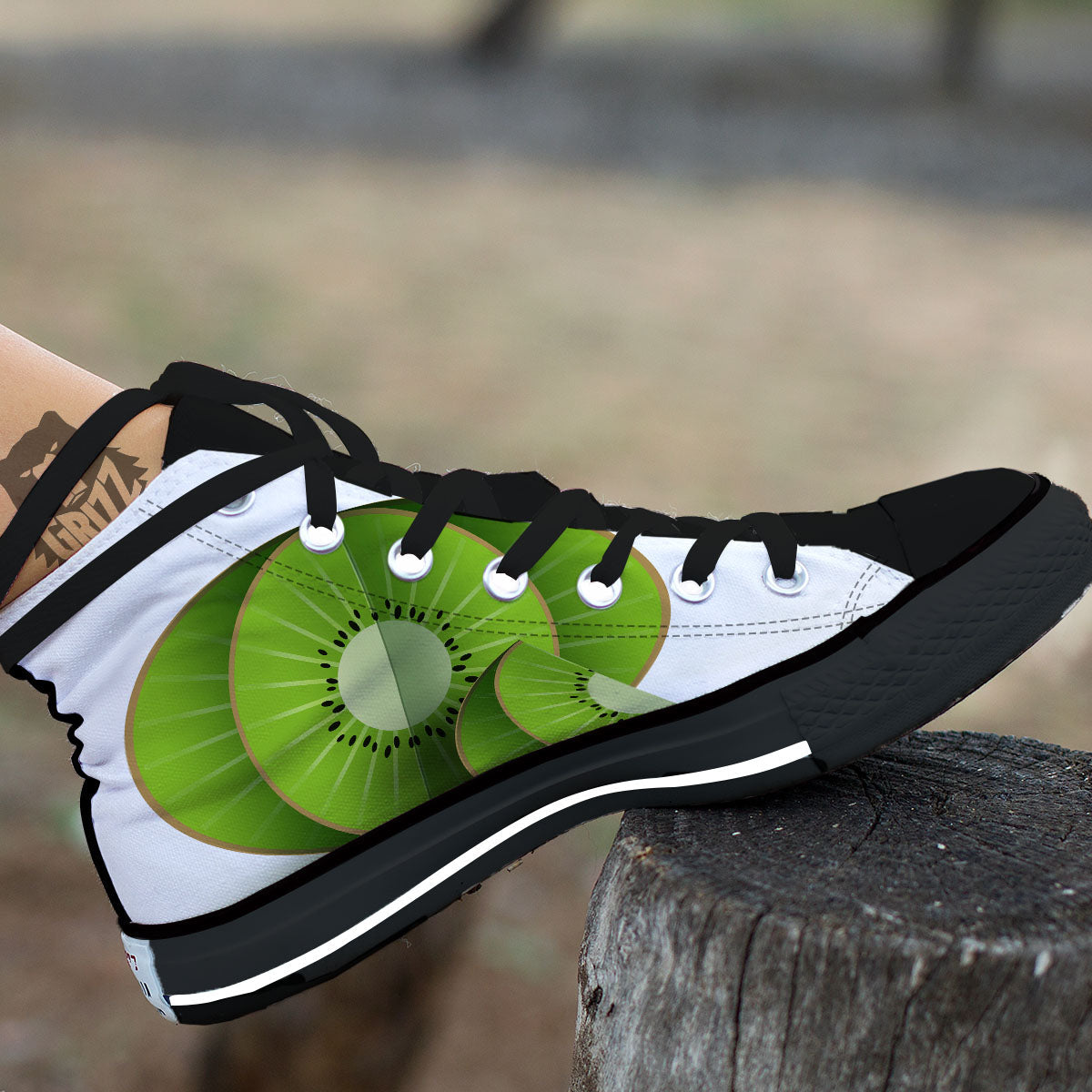 3D Kiwi Print High Top Shoes-grizzshop