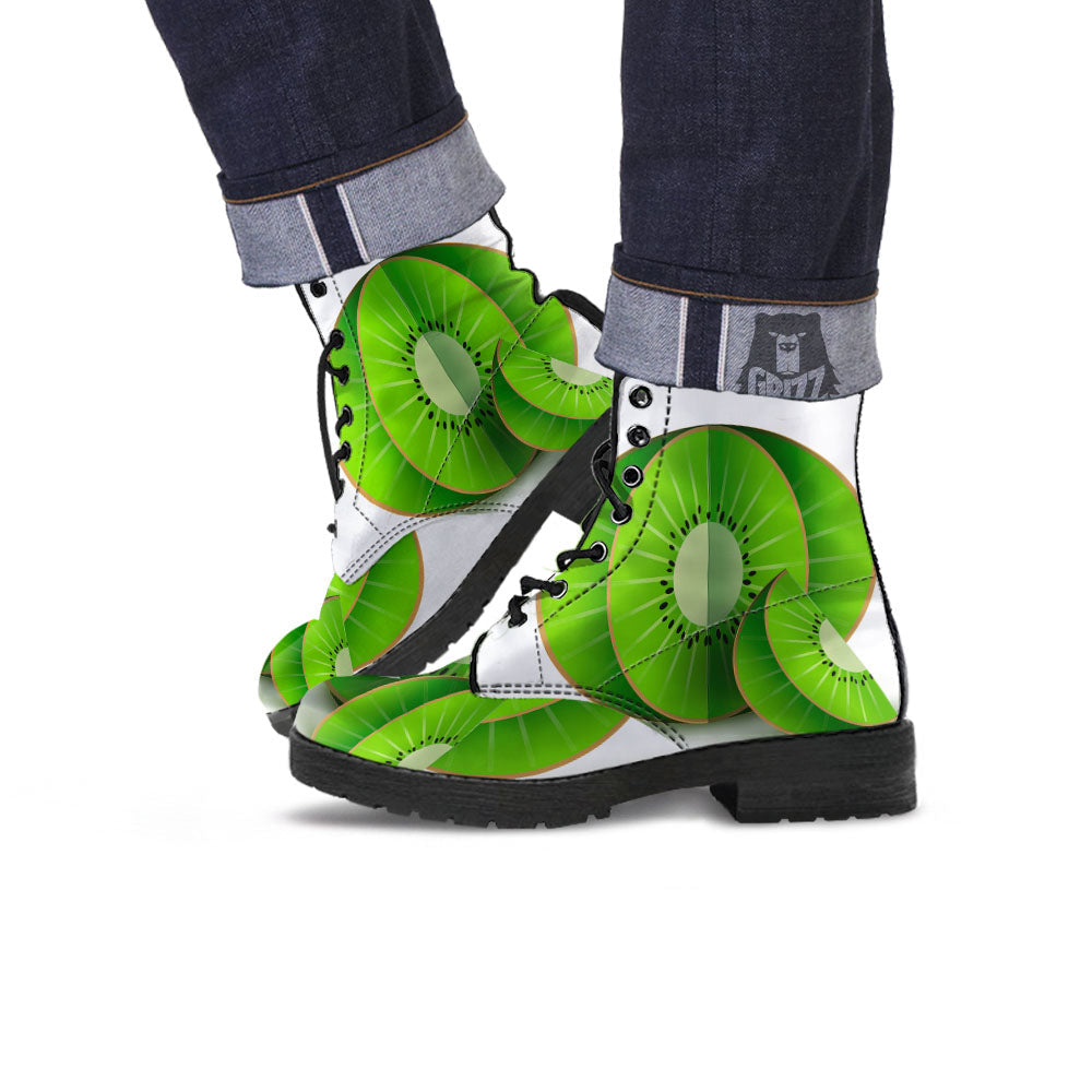 3D Kiwi Print Leather Boots-grizzshop