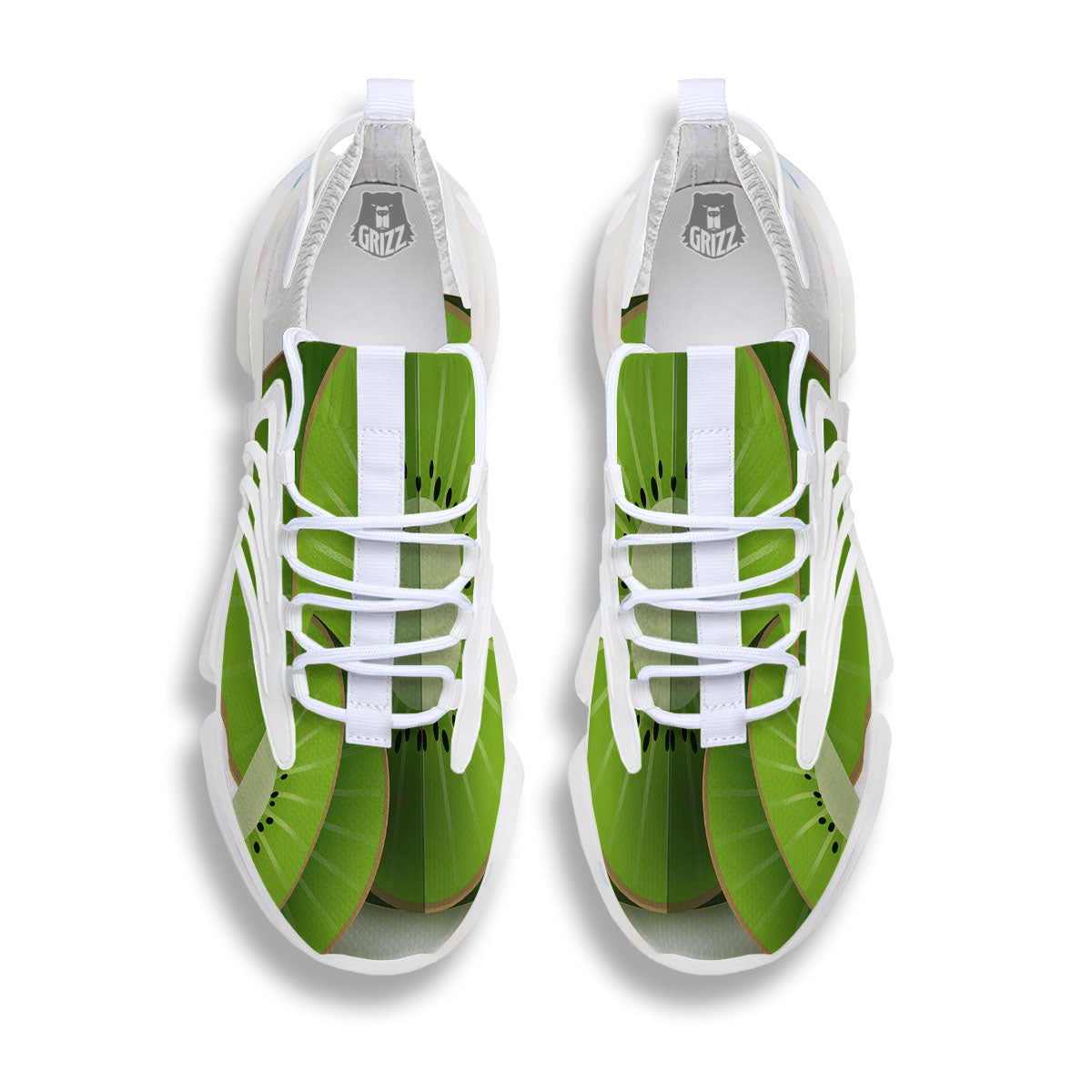 3D Kiwi Print White Gym Shoes-grizzshop