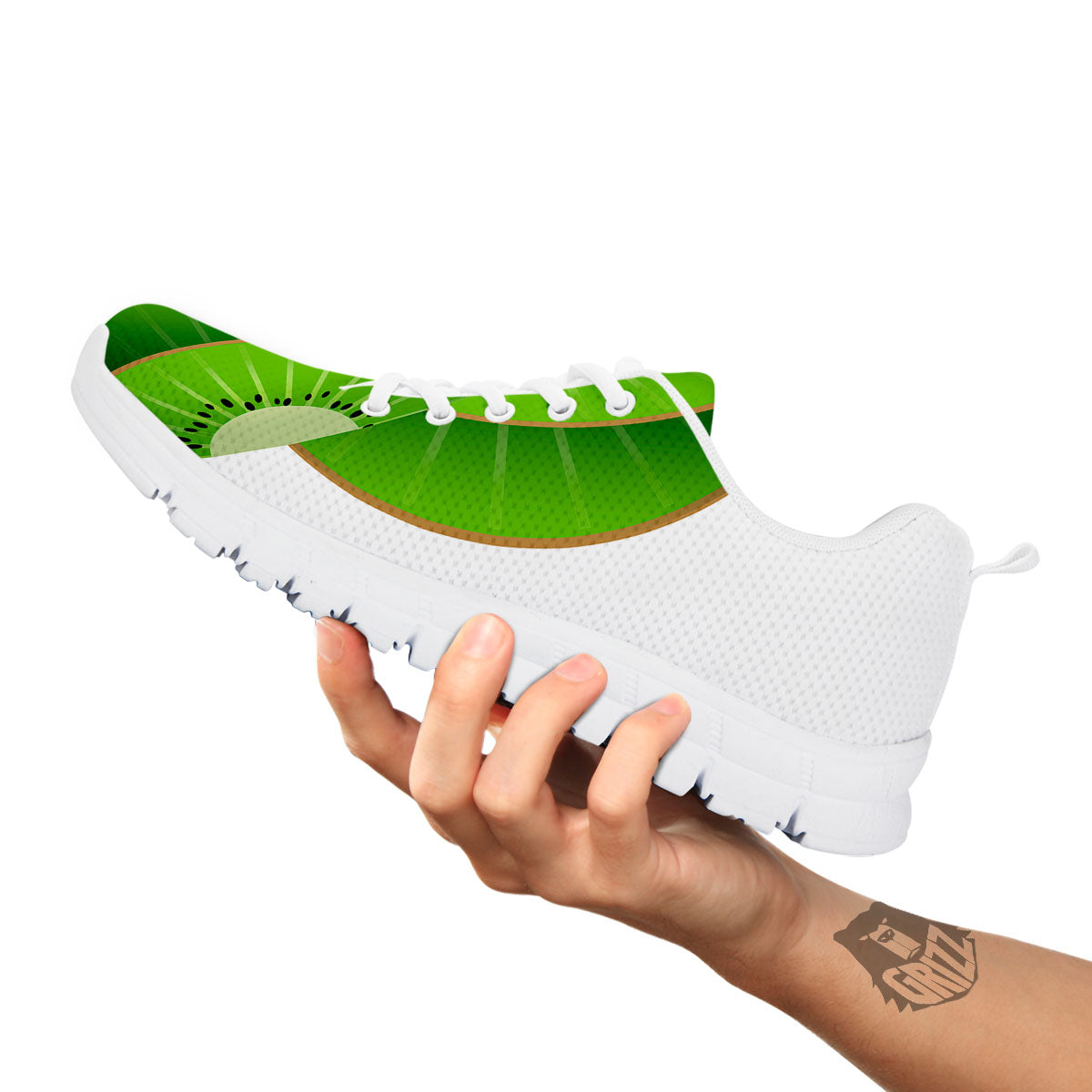 3D Kiwi Print White Sneaker-grizzshop