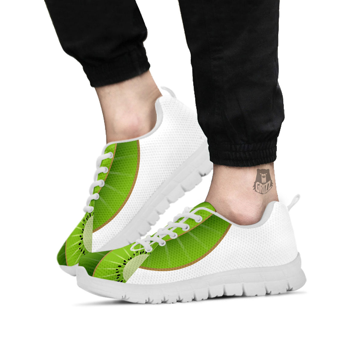 3D Kiwi Print White Sneaker-grizzshop