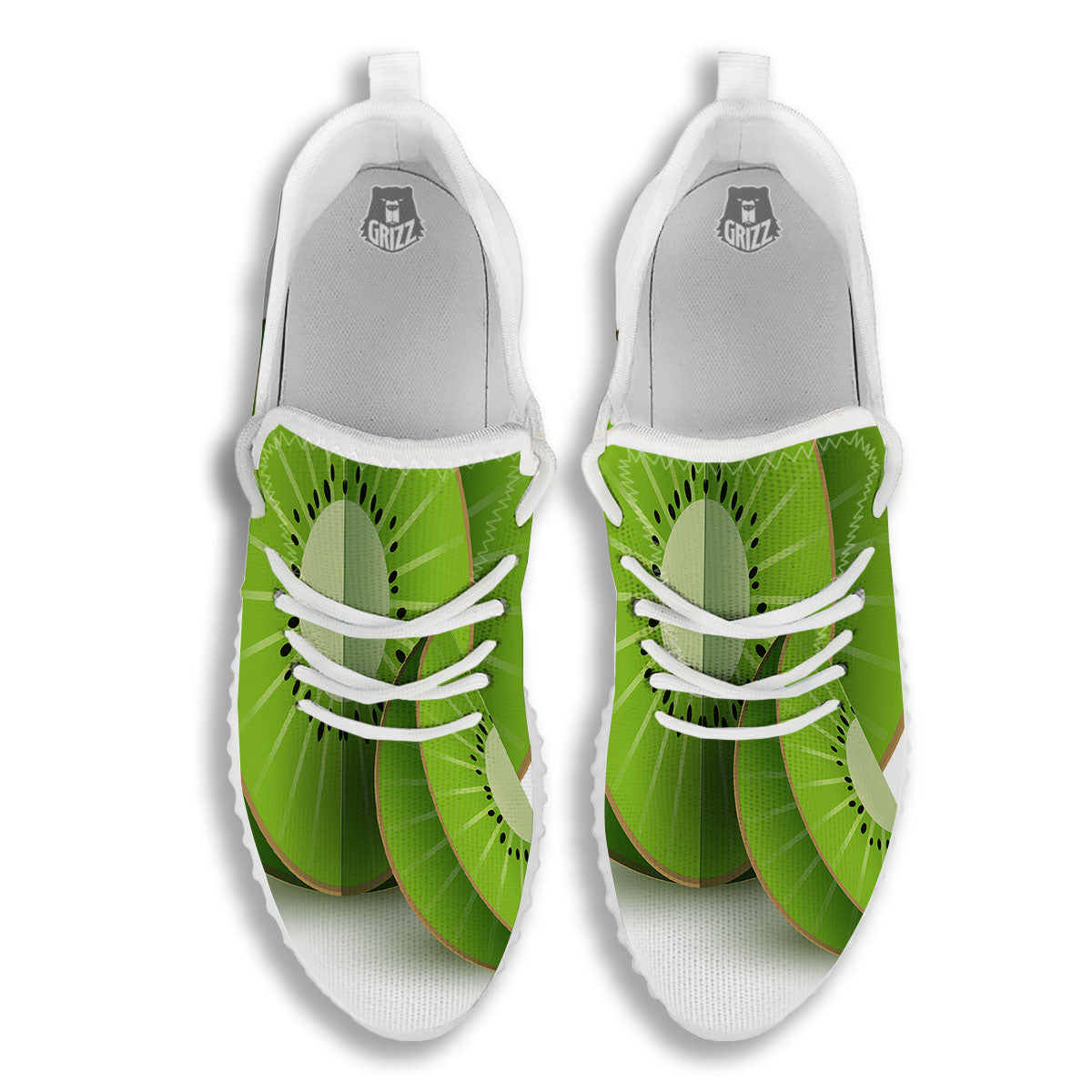 3D Kiwi Print White Walking Shoes-grizzshop