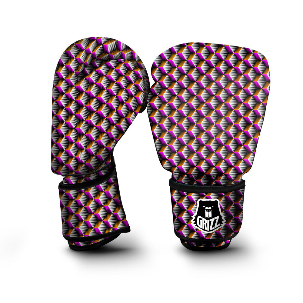 3D Rhombus Print Pattern Boxing Gloves-grizzshop