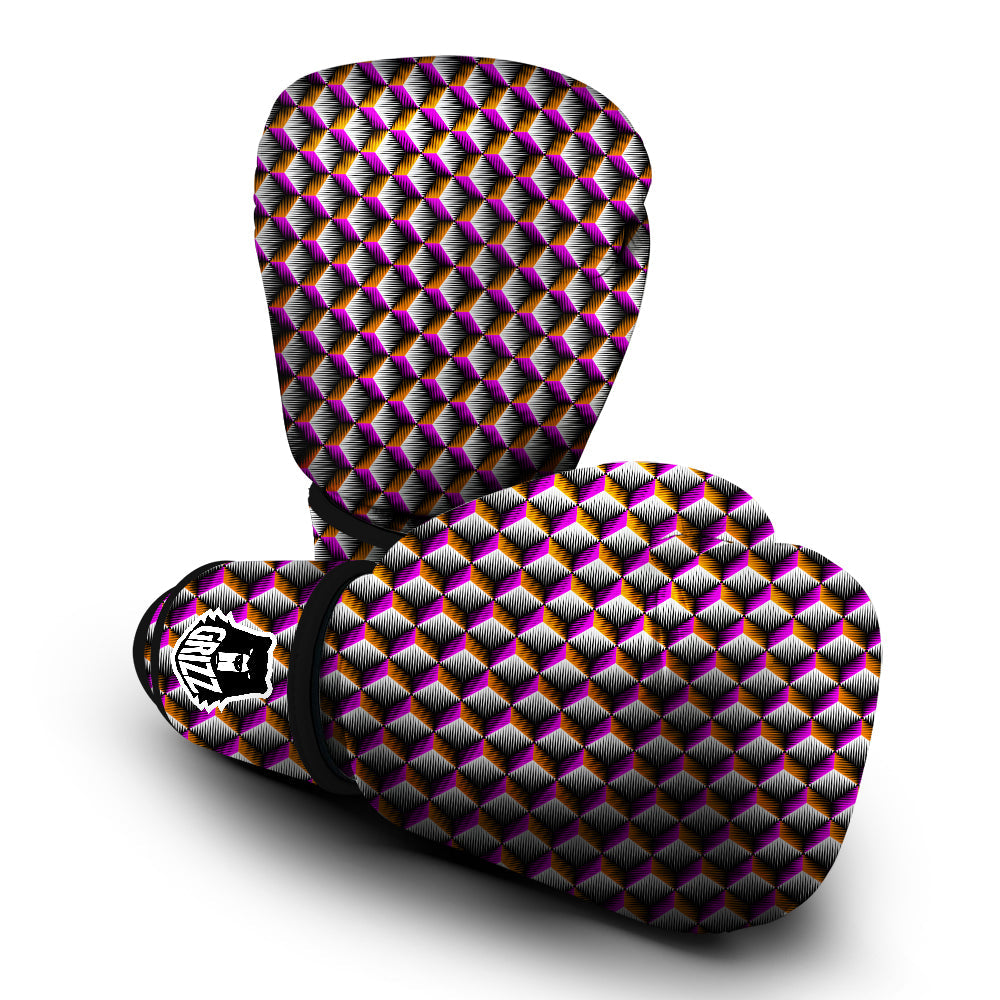3D Rhombus Print Pattern Boxing Gloves-grizzshop