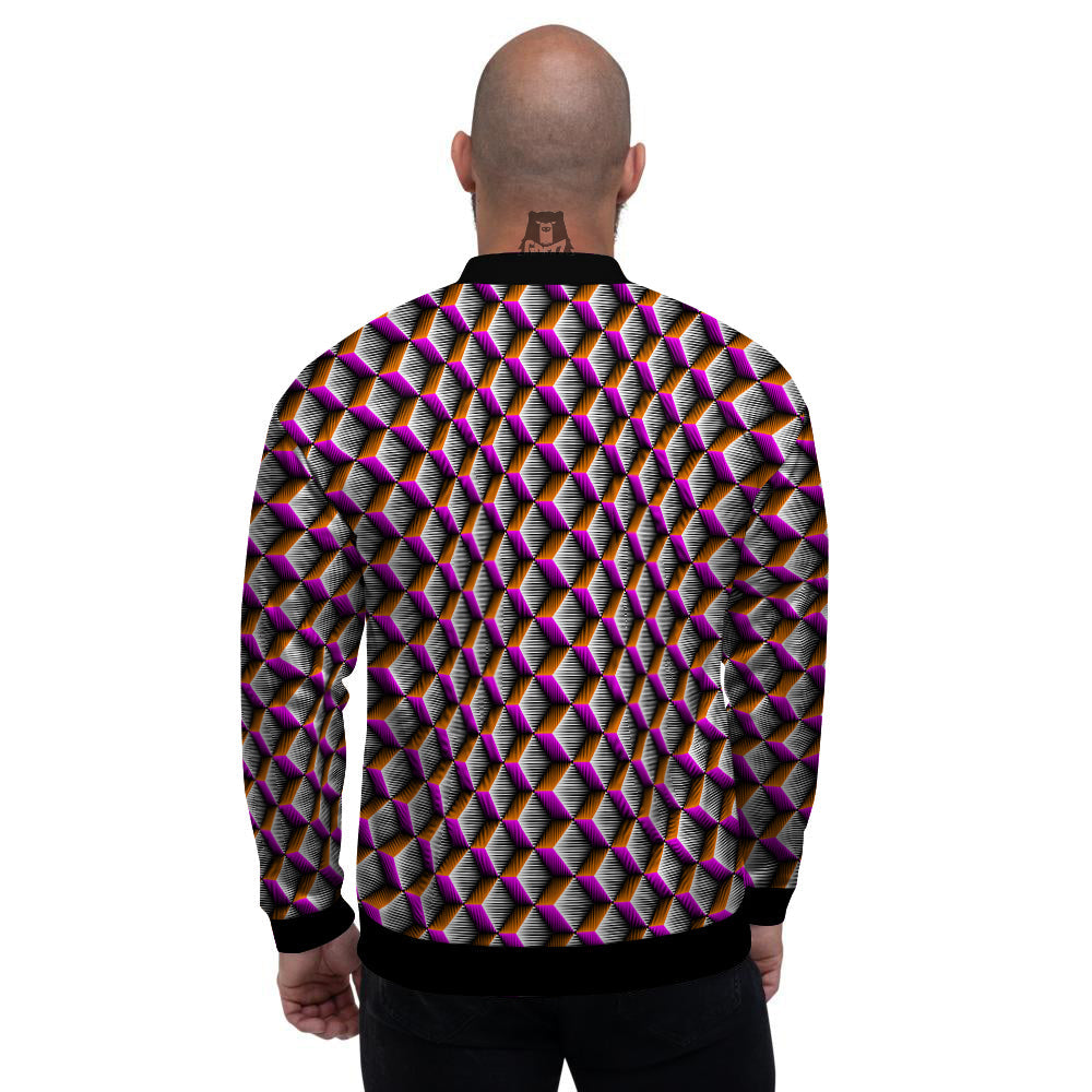3D Rhombus Print Pattern Men's Bomber Jacket-grizzshop