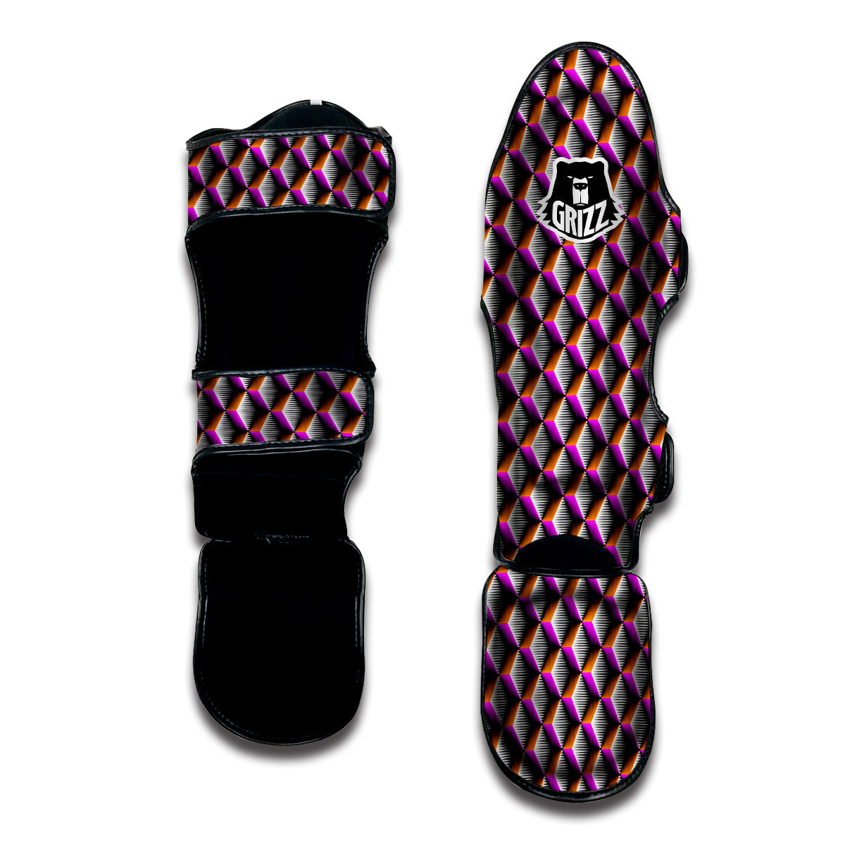 3D Rhombus Print Pattern Muay Thai Shin Guards-grizzshop