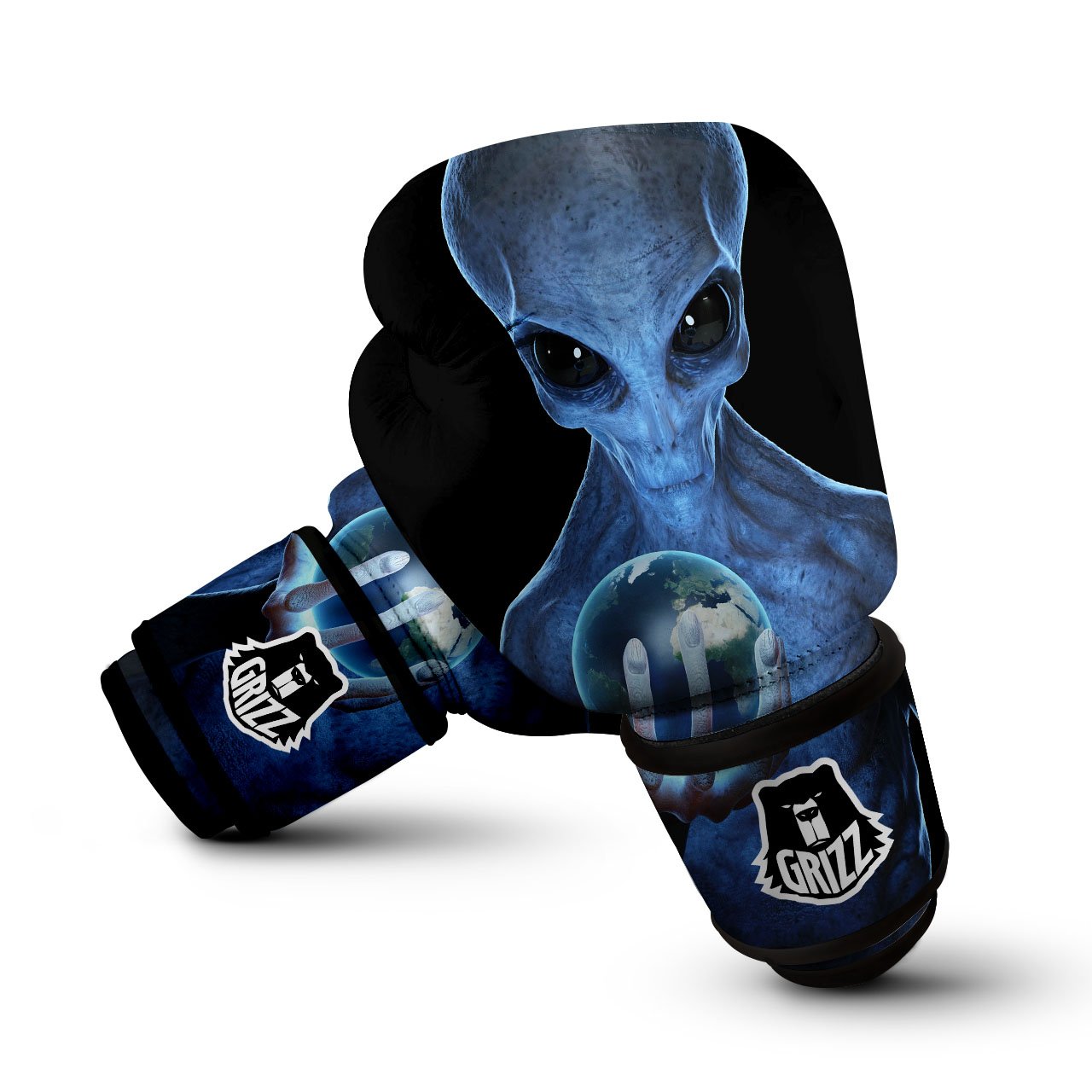 3D Scary Alien Grey Print Boxing Gloves-grizzshop