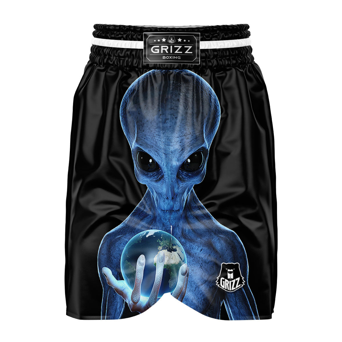 3D Scary Alien Grey Print Boxing Shorts-grizzshop