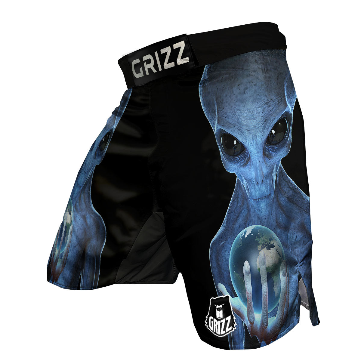 3D Scary Alien Grey Print MMA Shorts-grizzshop