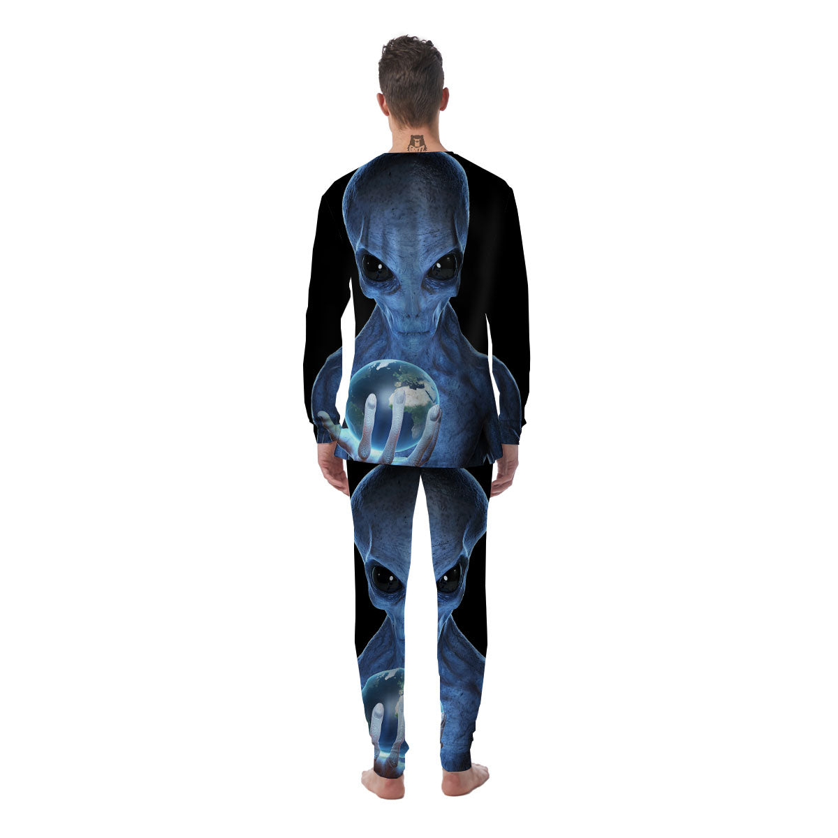 3D Scary Alien Grey Print Men's Pajamas-grizzshop