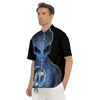 3D Scary Alien Grey Print Men's Short Sleeve Shirts-grizzshop