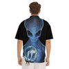 3D Scary Alien Grey Print Men's Short Sleeve Shirts-grizzshop