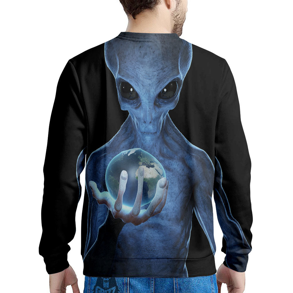 3D Scary Alien Grey Print Men's Sweatshirt-grizzshop