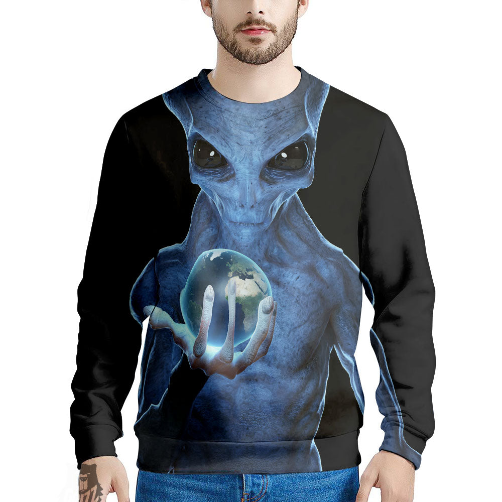 3D Scary Alien Grey Print Men's Sweatshirt-grizzshop