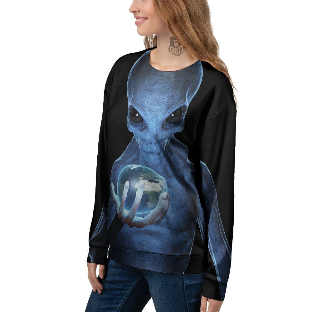 3D Scary Alien Grey Print Women's Sweatshirt-grizzshop