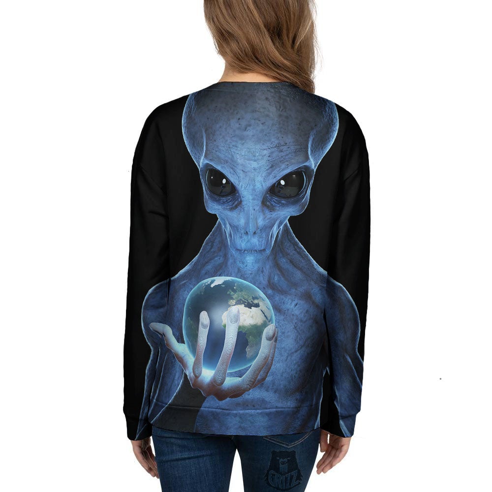 3D Scary Alien Grey Print Women's Sweatshirt-grizzshop