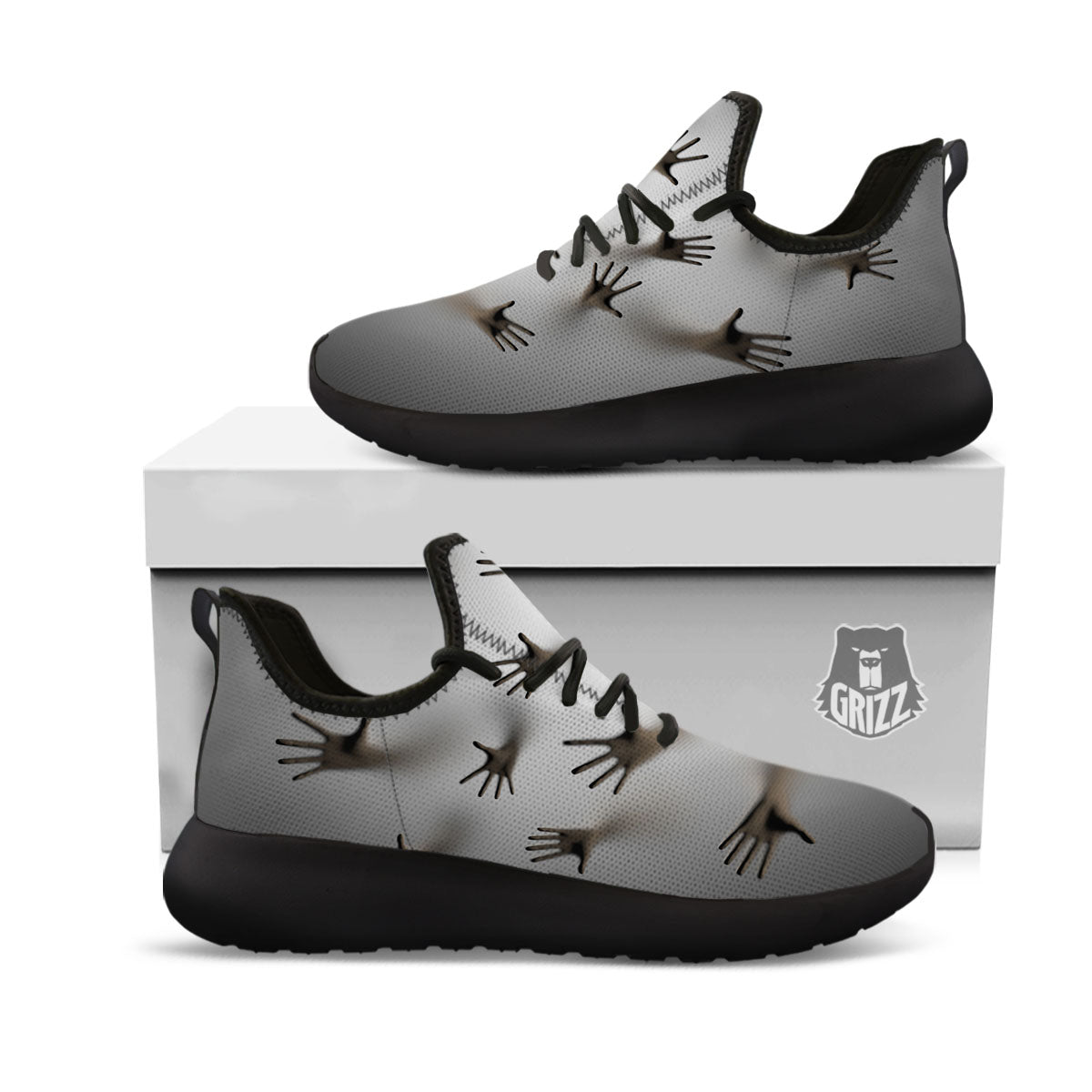 3D Scary Ghost Print Black Athletic Shoes-grizzshop