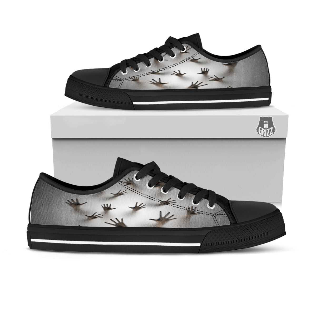 3D Scary Ghost Print Black Low Top Shoes-grizzshop
