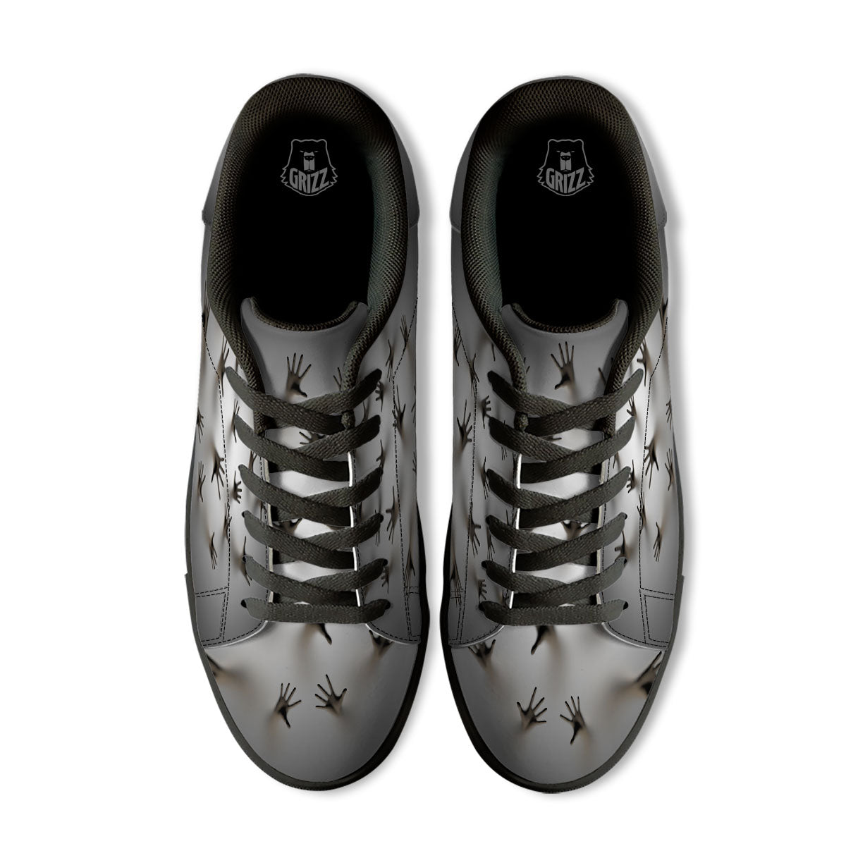 3D Scary Ghost Print Black Low Top Sneakers-grizzshop
