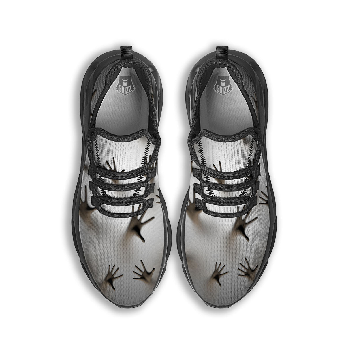 3D Scary Ghost Print Black Running Shoes-grizzshop
