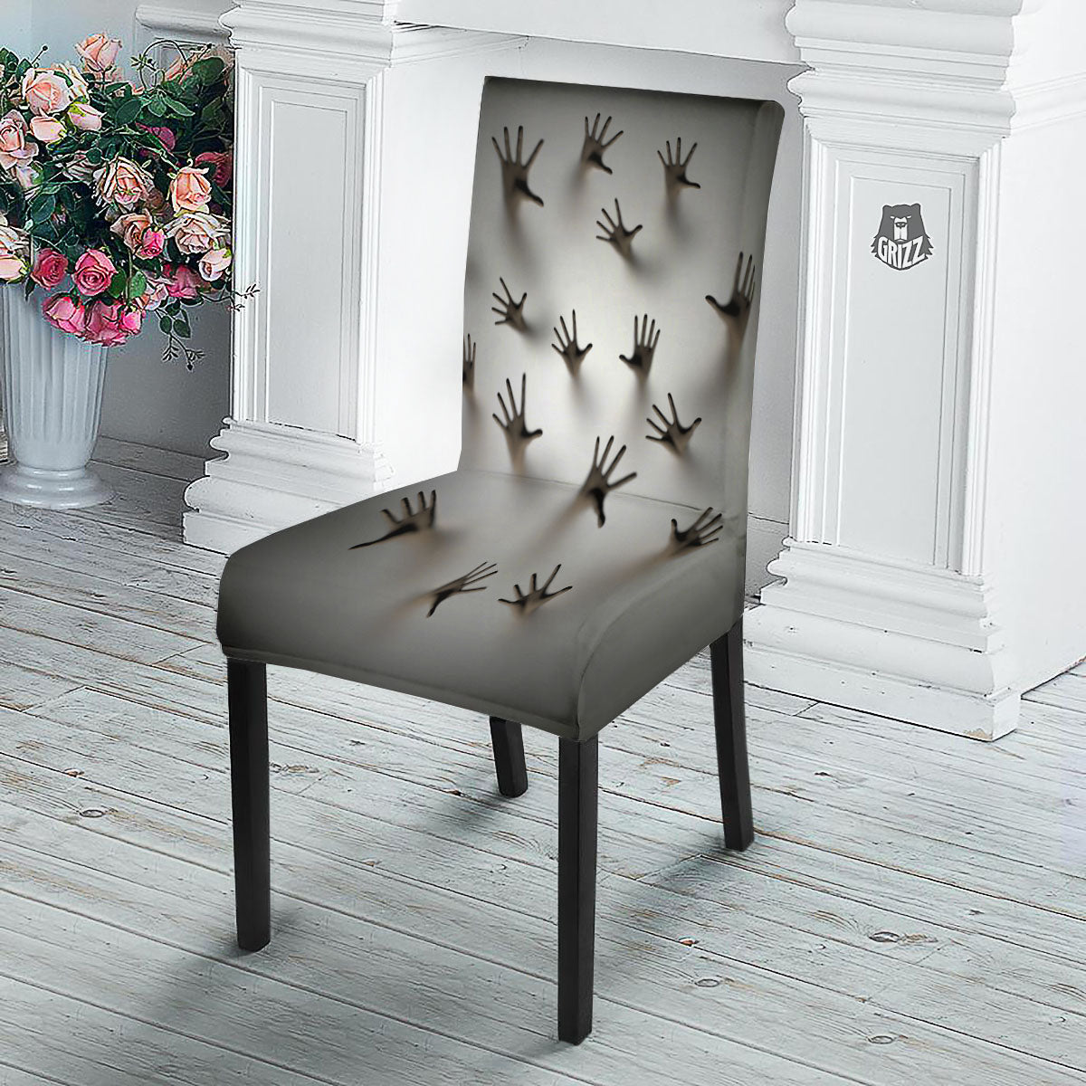 3D Scary Ghost Print Dining Chair Slipcover-grizzshop