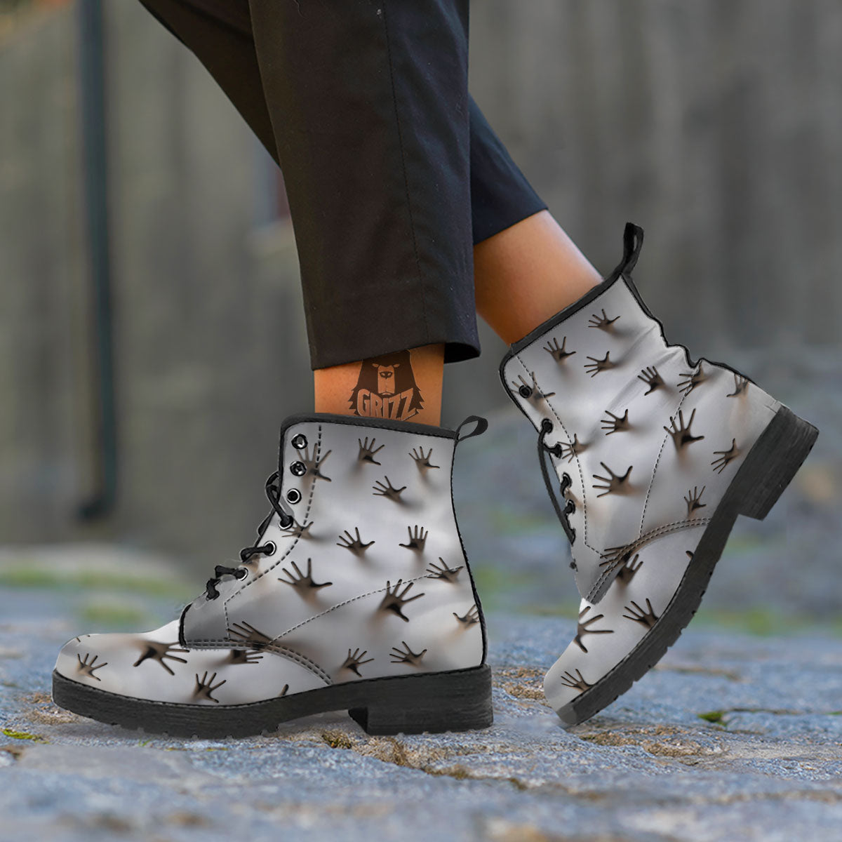 3D Scary Ghost Print Leather Boots-grizzshop