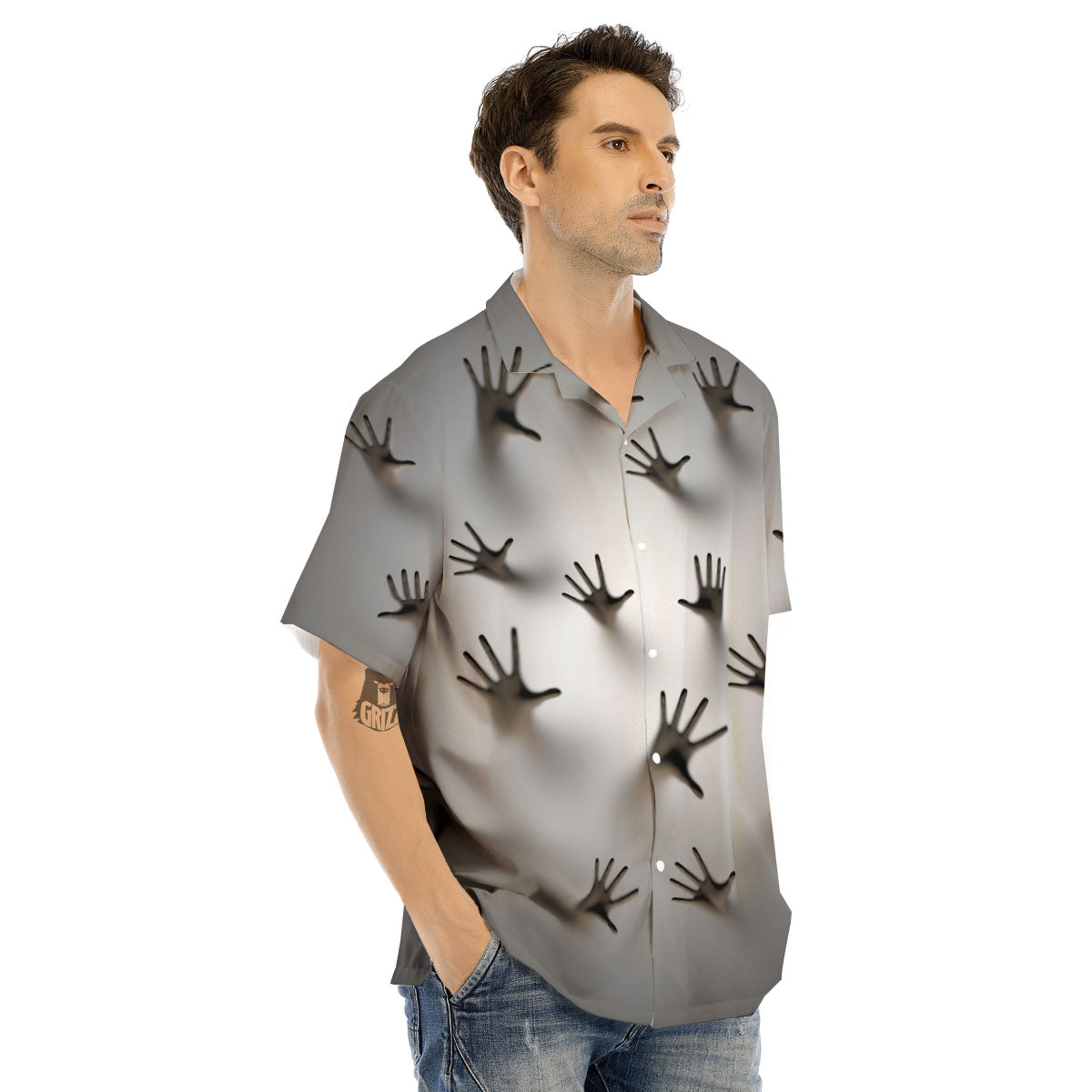 3D Scary Ghost Print Men's Hawaiian Shirt-grizzshop