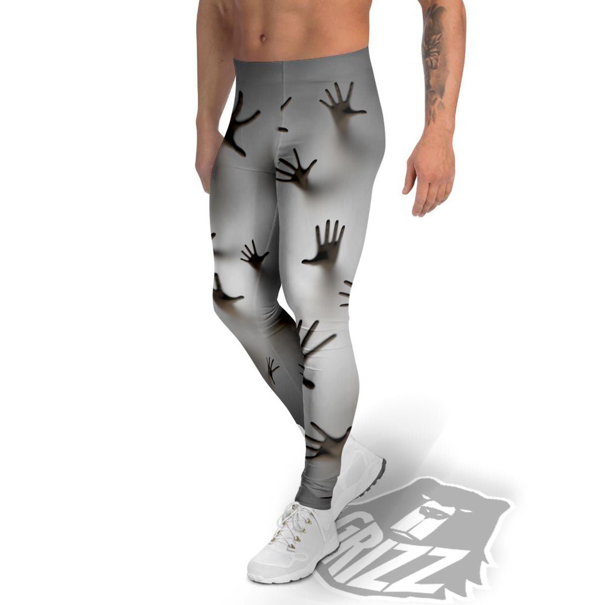 3D Scary Ghost Print Men's Leggings-grizzshop