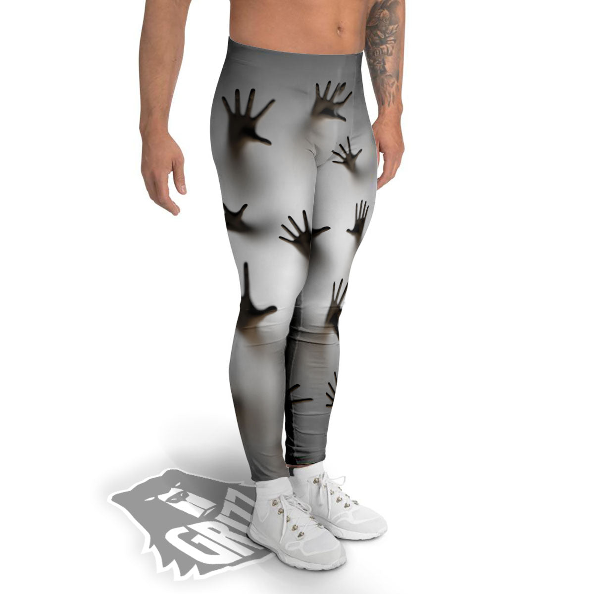 3D Scary Ghost Print Men's Leggings-grizzshop